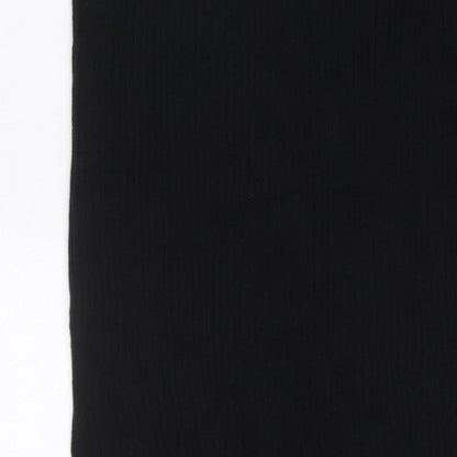 Miss Selfridge Women’s Black Size 12 Ribbed Knit Buckle Long Skirt