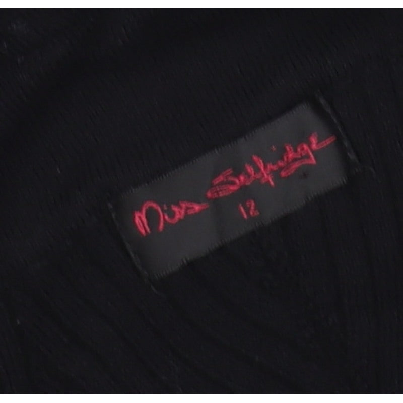 Miss Selfridge Women’s Black Size 12 Ribbed Knit Buckle Long Skirt