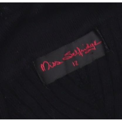 Miss Selfridge Women’s Black Size 12 Ribbed Knit Buckle Long Skirt