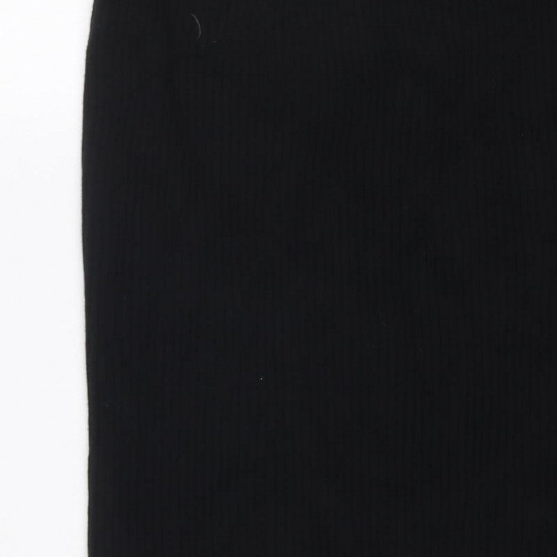 Miss Selfridge Women’s Black Size 12 Ribbed Knit Buckle Long Skirt