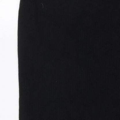 Miss Selfridge Women’s Black Size 12 Ribbed Knit Buckle Long Skirt