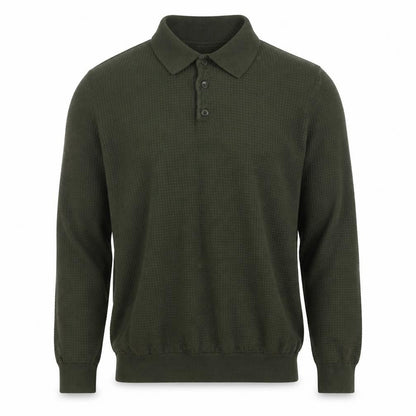 Reiss Mens Green Size S Long Sleeve Textured Knit Polo Shirt