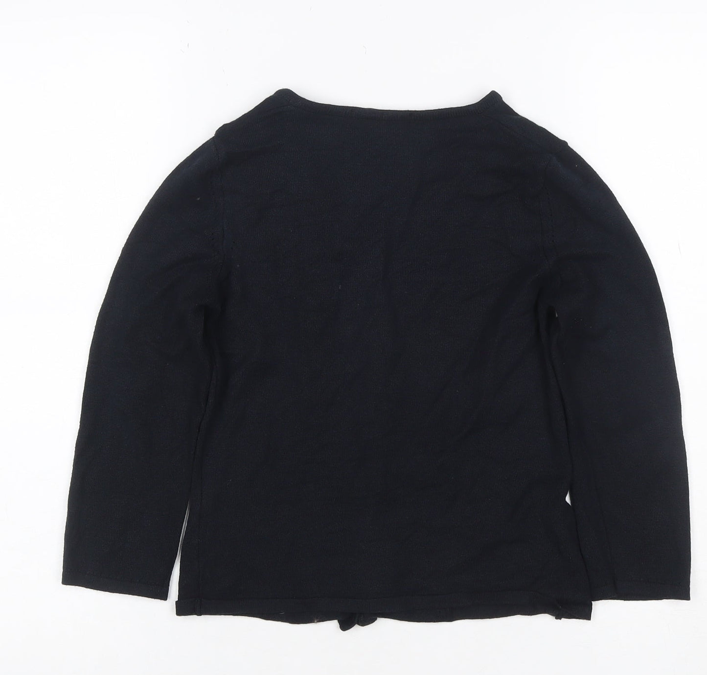 Laura Ashley Women Black UK 8 V-Neck Button Knit Cardigan