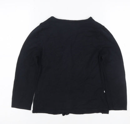 Laura Ashley Women Black UK 8 V-Neck Button Knit Cardigan