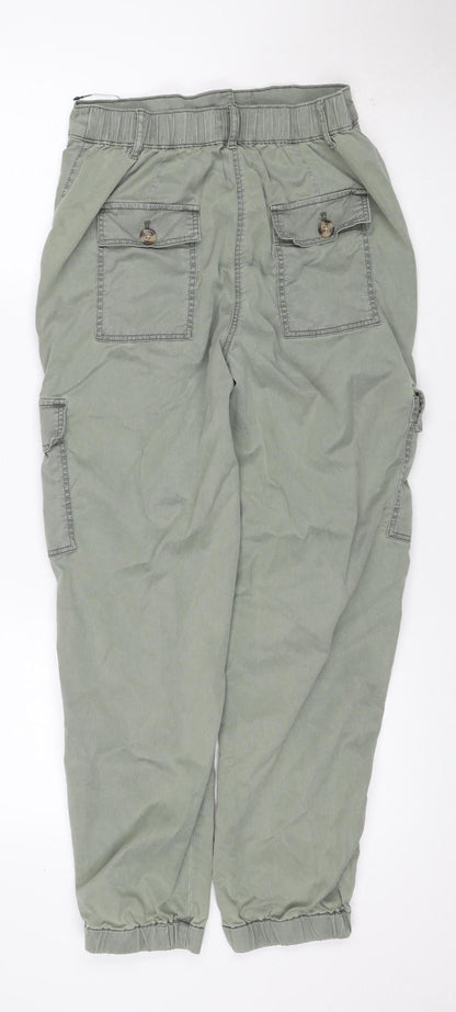 Marks & Spencer Women Green UK 8 Regular Cargo Tapered Trousers