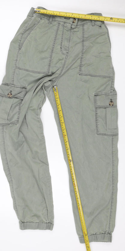 Marks & Spencer Women Green UK 8 Regular Cargo Tapered Trousers