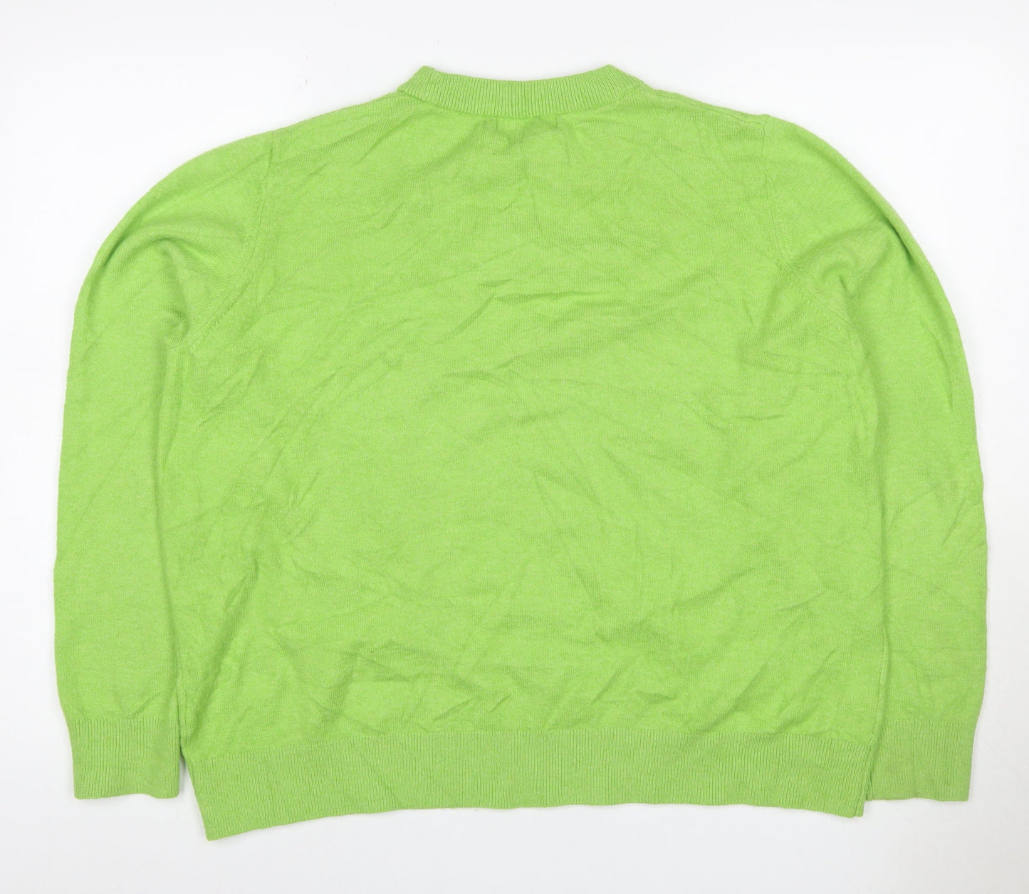Marks and Spencer Women Green L Cashmere Crew Neck Pullover Jumper