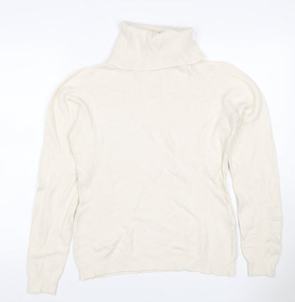 Alma en Pena Women’s Ivory S Roll Neck Fine Knit Slim Pullover Jumper