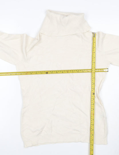 Alma en Pena Women’s Ivory S Roll Neck Fine Knit Slim Pullover Jumper