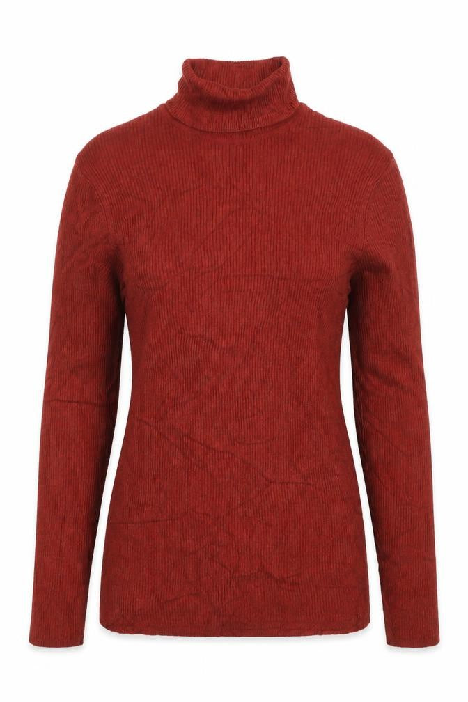M&S Women Red UK 12 Rib Knit Roll Neck Long Sleeve Jumper
