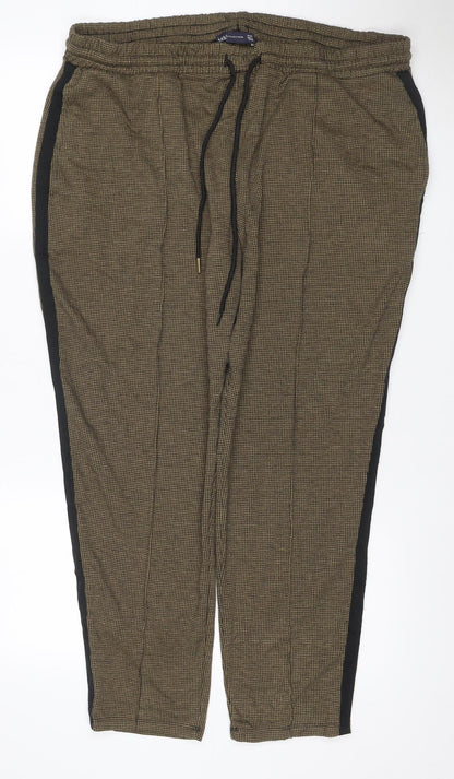 Marks and Spencer Women’s Brown Size 20 Regular Houndstooth Jogger Trousers