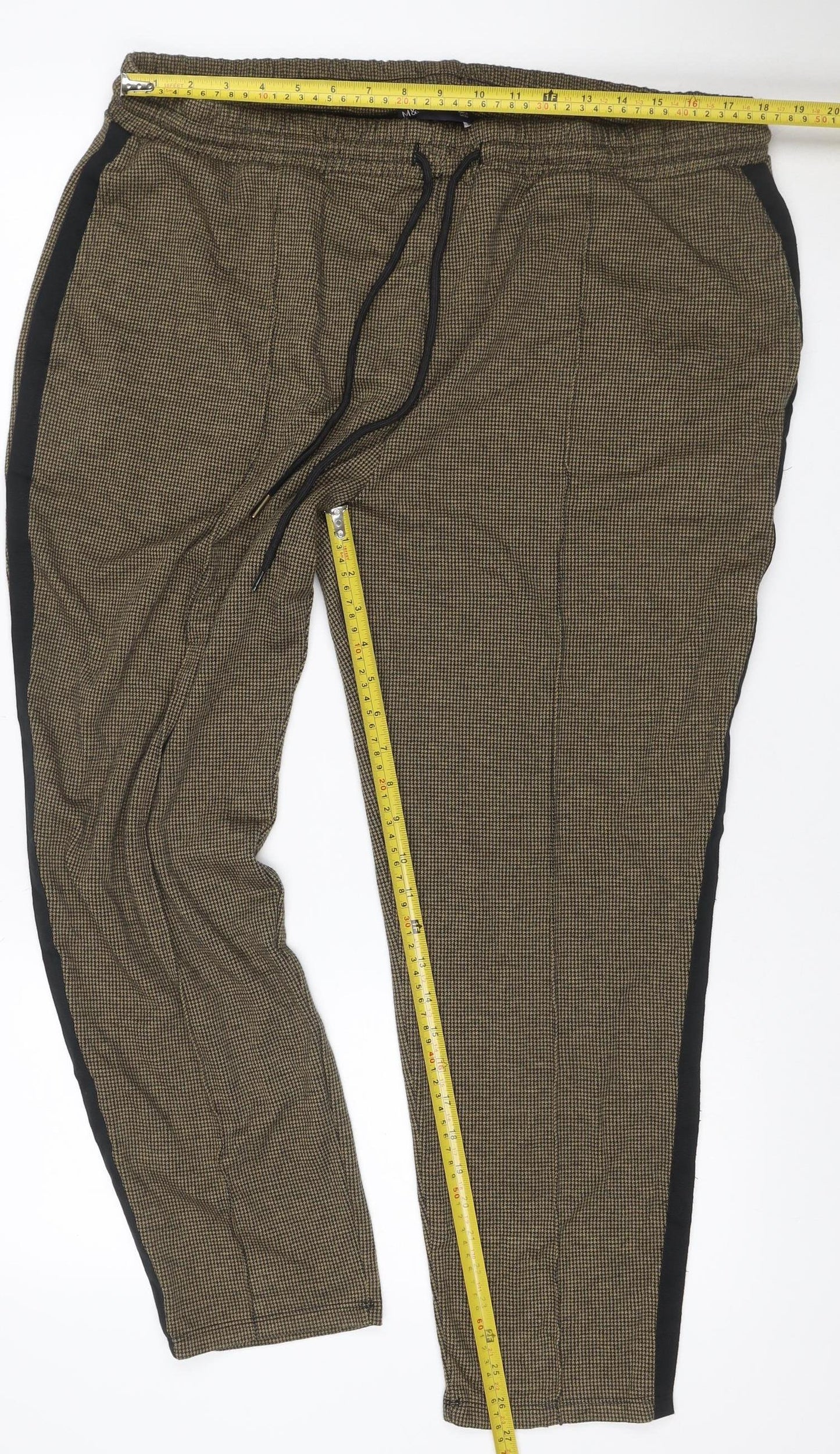 Marks and Spencer Women’s Brown Size 20 Regular Houndstooth Jogger Trousers