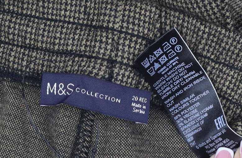 Marks and Spencer Women’s Brown Size 20 Regular Houndstooth Jogger Trousers