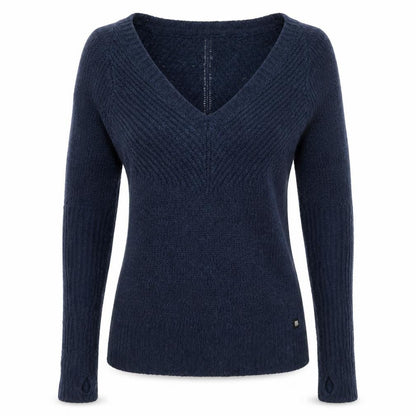 Bench Women’s Blue UK 8 Cable Knit V-Neck Alpaca Blend Jumper