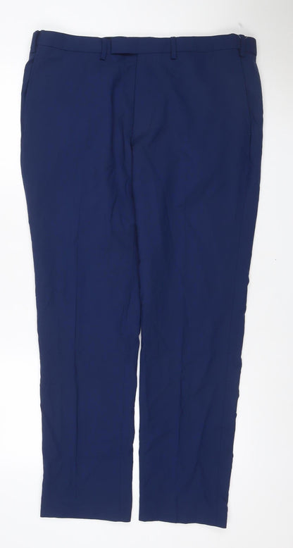Marks & Spencer Men Blue 38/31 Skinny Dress Trousers Smart Formal