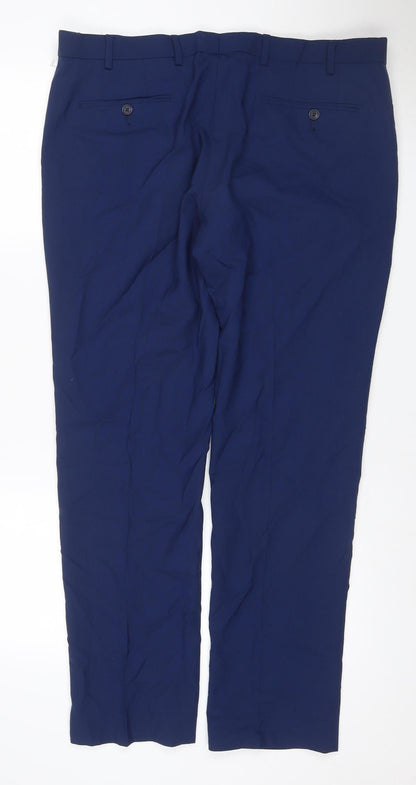 Marks & Spencer Men Blue 38/31 Skinny Dress Trousers Smart Formal