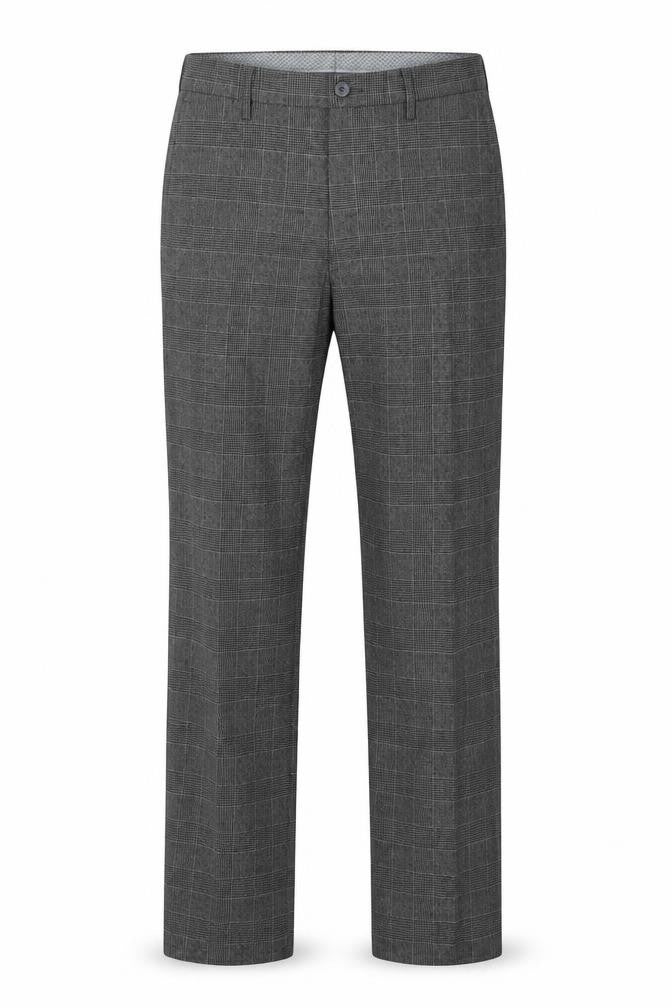 Marks & Spencer Men Grey 32 Regular Check Flat Front Dress Trousers