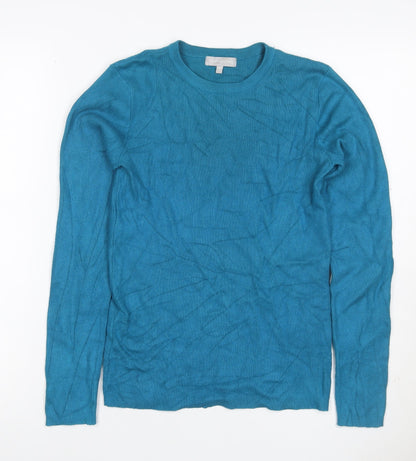 Red Herring Women’s Blue Cashmere Crew Neck Jumper UK 12 Long Sleeve