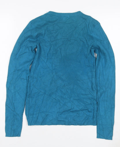 Red Herring Women’s Blue Cashmere Crew Neck Jumper UK 12 Long Sleeve