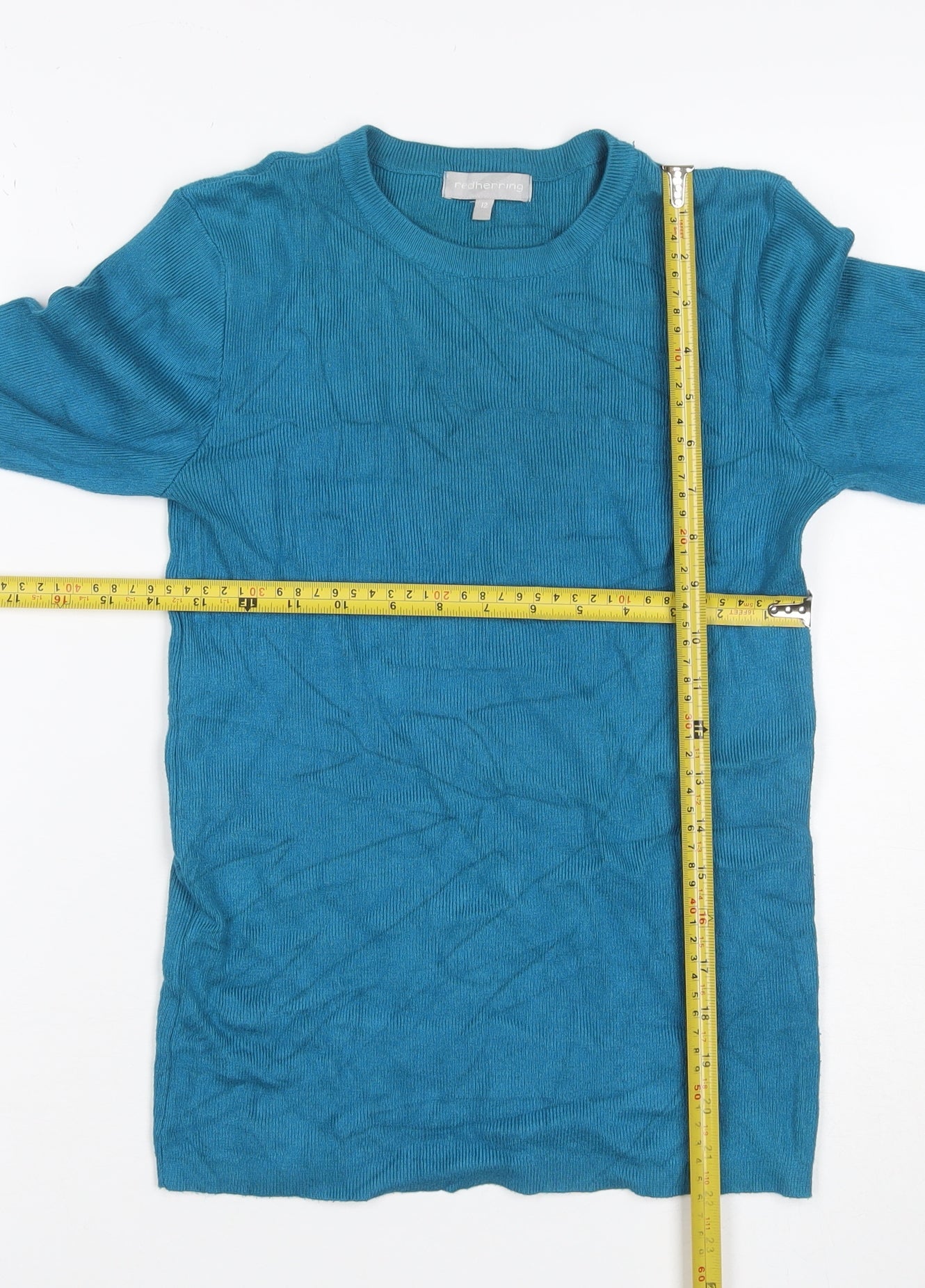 Red Herring Women’s Blue Cashmere Crew Neck Jumper UK 12 Long Sleeve