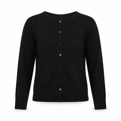 Hobbs Women Black M Merino Wool Button Round Neck Cardigan