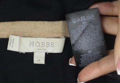 Hobbs Women Black M Merino Wool Button Round Neck Cardigan