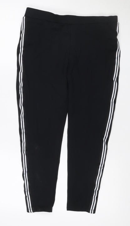 M&S Women’s Black Side Stripe Wide-Leg Stretch Trousers UK 14