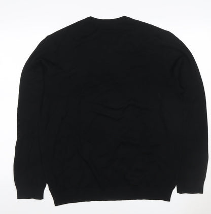 Marks & Spencer Men's Black XL Extra Fine Merino Wool Crew Neck Jumper