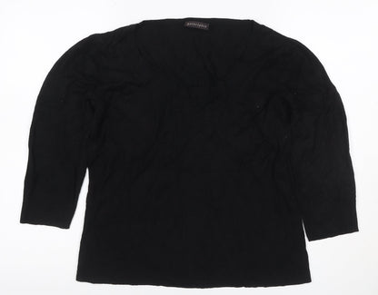 Principles Women’s Black Size 16 Knit Scoop Neck 3/4 Sleeve Top