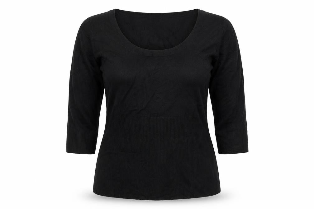 Front view of Principles Women’s Black, size UK 16, Knit Scoop Neck 3/4 Sleeve Top