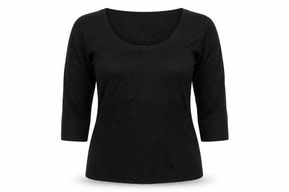 Front view of Principles Women’s Black, size UK 16, Knit Scoop Neck 3/4 Sleeve Top
