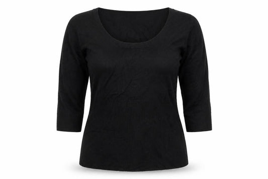 Front view of Principles Women’s Black, size UK 16, Knit Scoop Neck 3/4 Sleeve Top