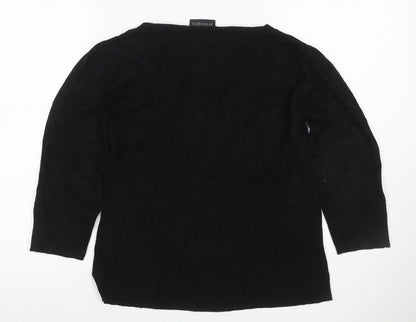 Principles Women’s Black Size 16 Knit Scoop Neck 3/4 Sleeve Top