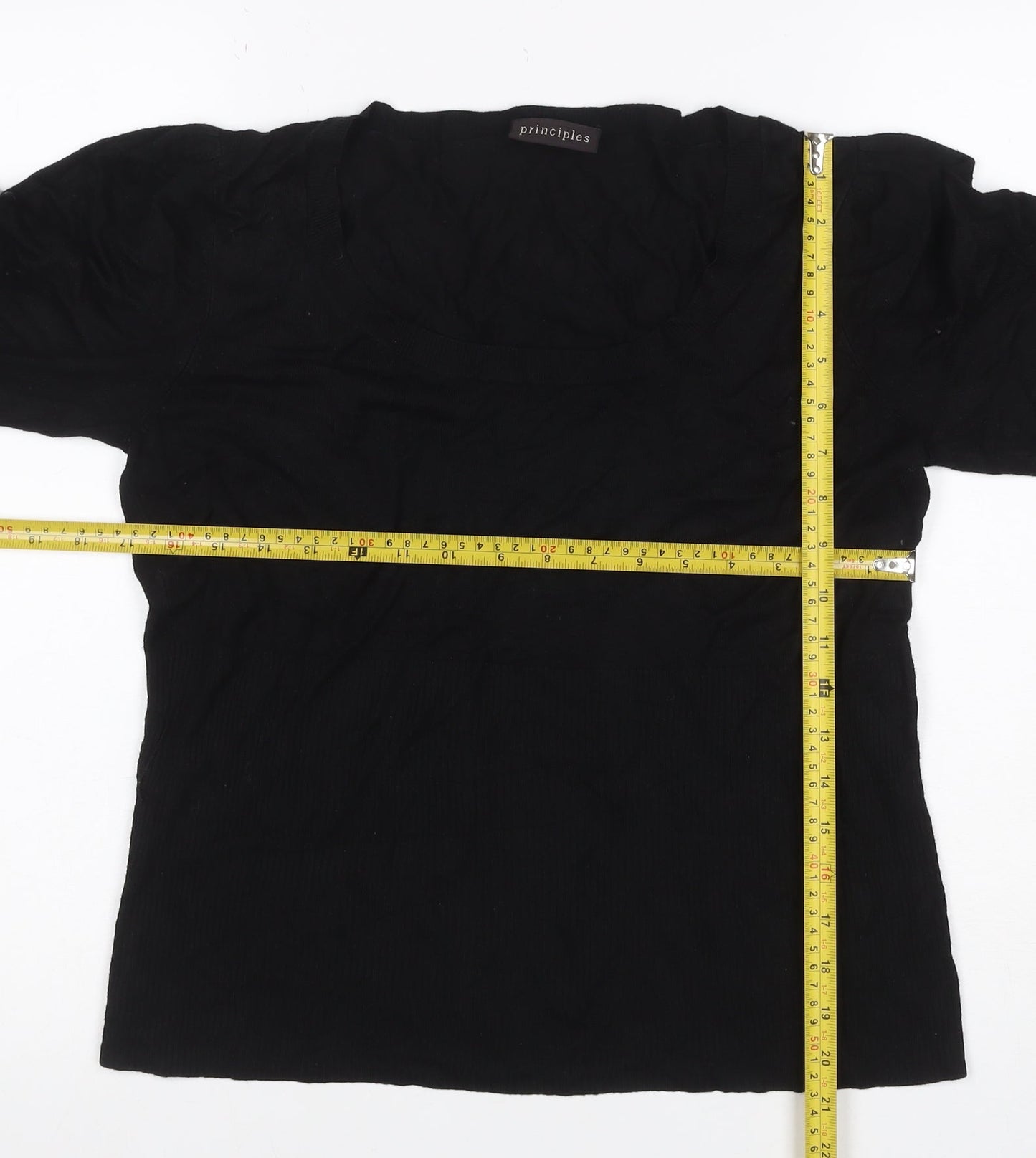 Principles Women’s Black Size 16 Knit Scoop Neck 3/4 Sleeve Top