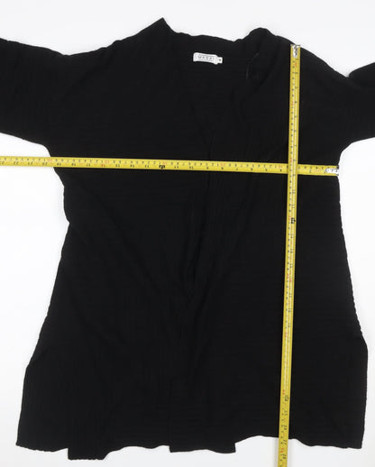 Masai Women’s Black M Wrap Cardigan V-Neck Viscose Wool Knit