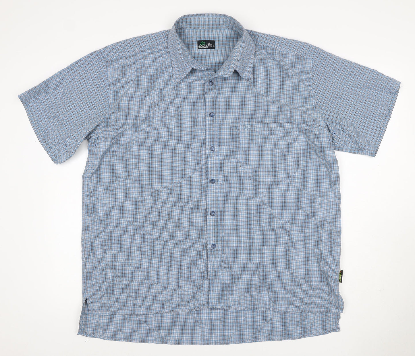 Crag Hoppers Men Blue Check Short Sleeve Button-Up Shirt L 42in Outdoor