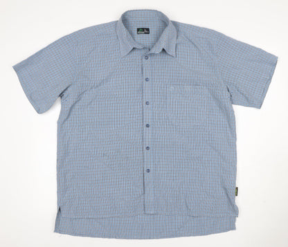 Crag Hoppers Men Blue Check Short Sleeve Button-Up Shirt L 42in Outdoor