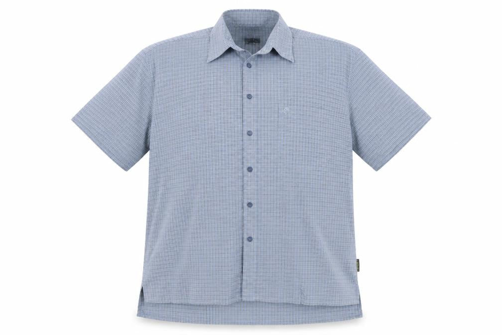Crag Hoppers Men Blue Check Short Sleeve Button-Up Shirt L 42in Outdoor