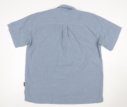 Crag Hoppers Men Blue Check Short Sleeve Button-Up Shirt L 42in Outdoor