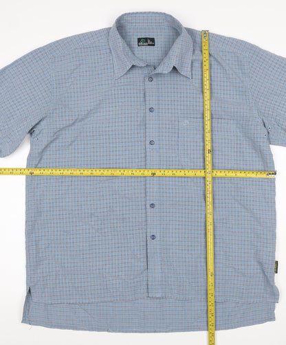 Crag Hoppers Men Blue Check Short Sleeve Button-Up Shirt L 42in Outdoor