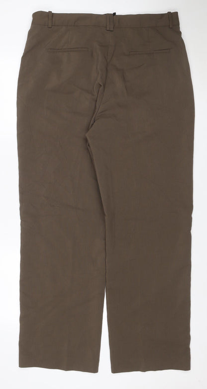 Zara Men Brown 2XL Straight Leg Adjustable Waist Dress Trousers