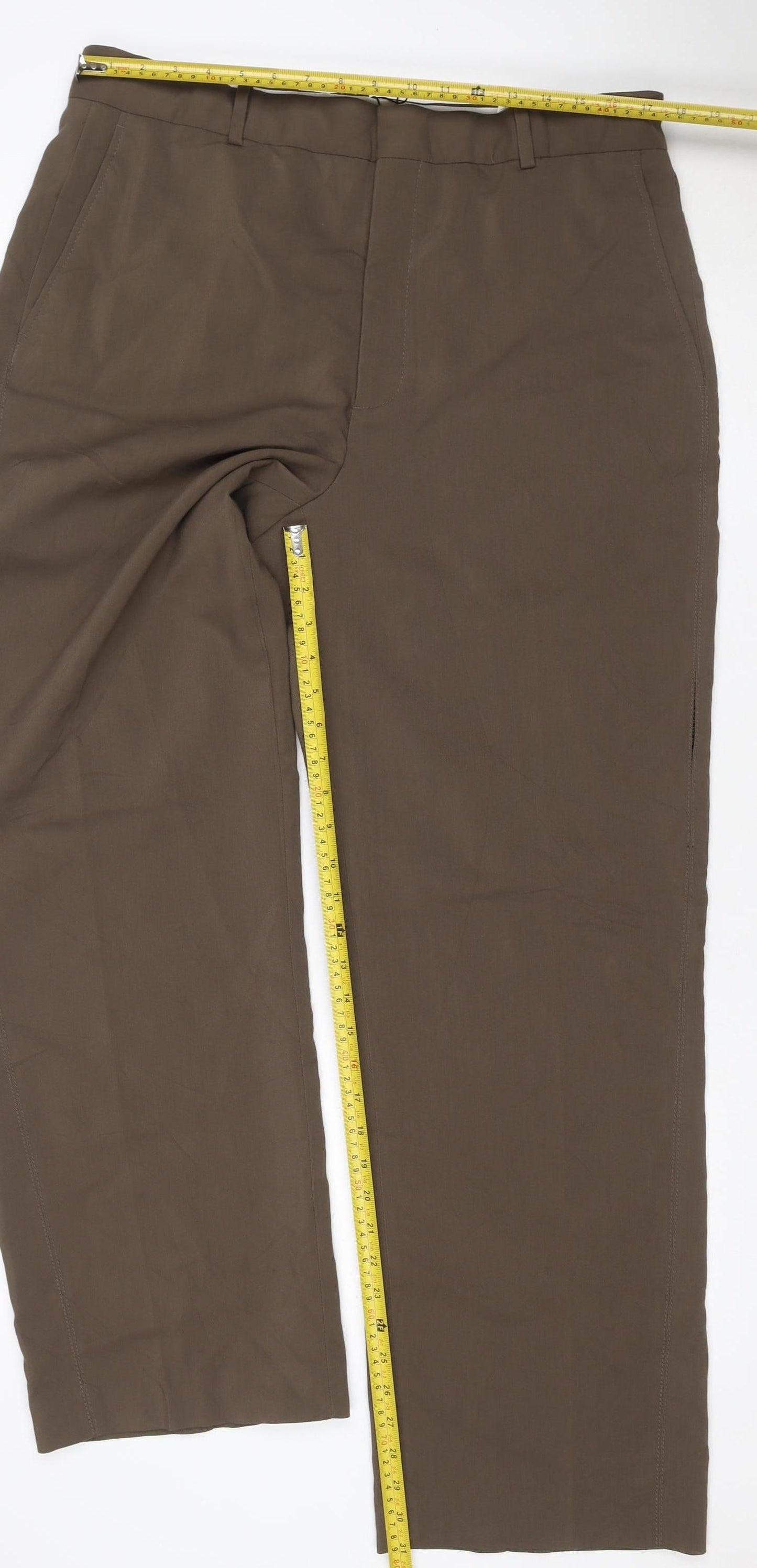 Zara Men Brown 2XL Straight Leg Adjustable Waist Dress Trousers