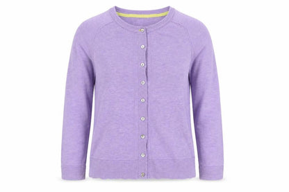 White Stuff Women Purple Bamboo Cardigan UK 12 Round Neck Long Sleeve