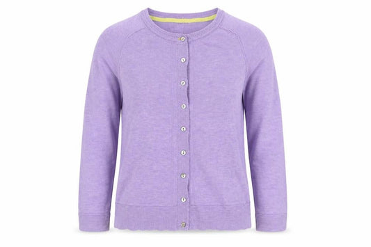 White Stuff Women Purple Bamboo Cardigan UK 12 Round Neck Long Sleeve
