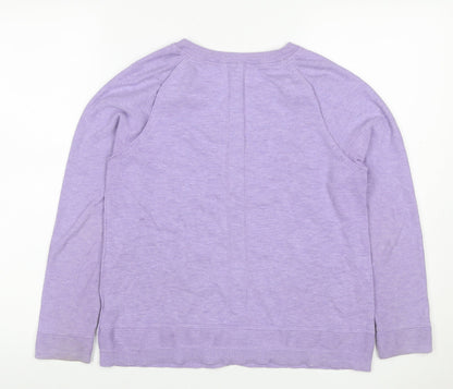 White Stuff Women Purple Bamboo Cardigan UK 12 Round Neck Long Sleeve