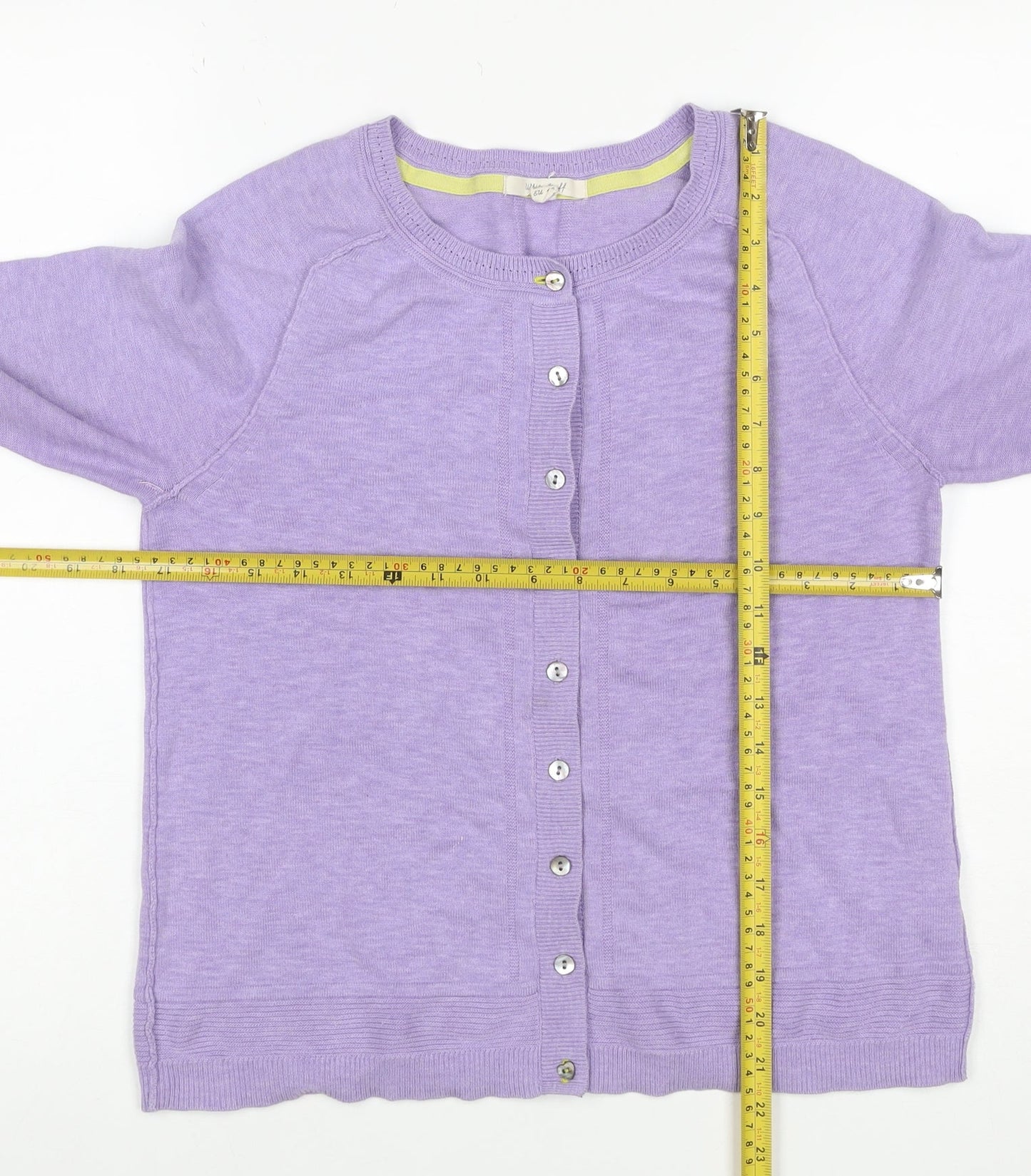White Stuff Women Purple Bamboo Cardigan UK 12 Round Neck Long Sleeve