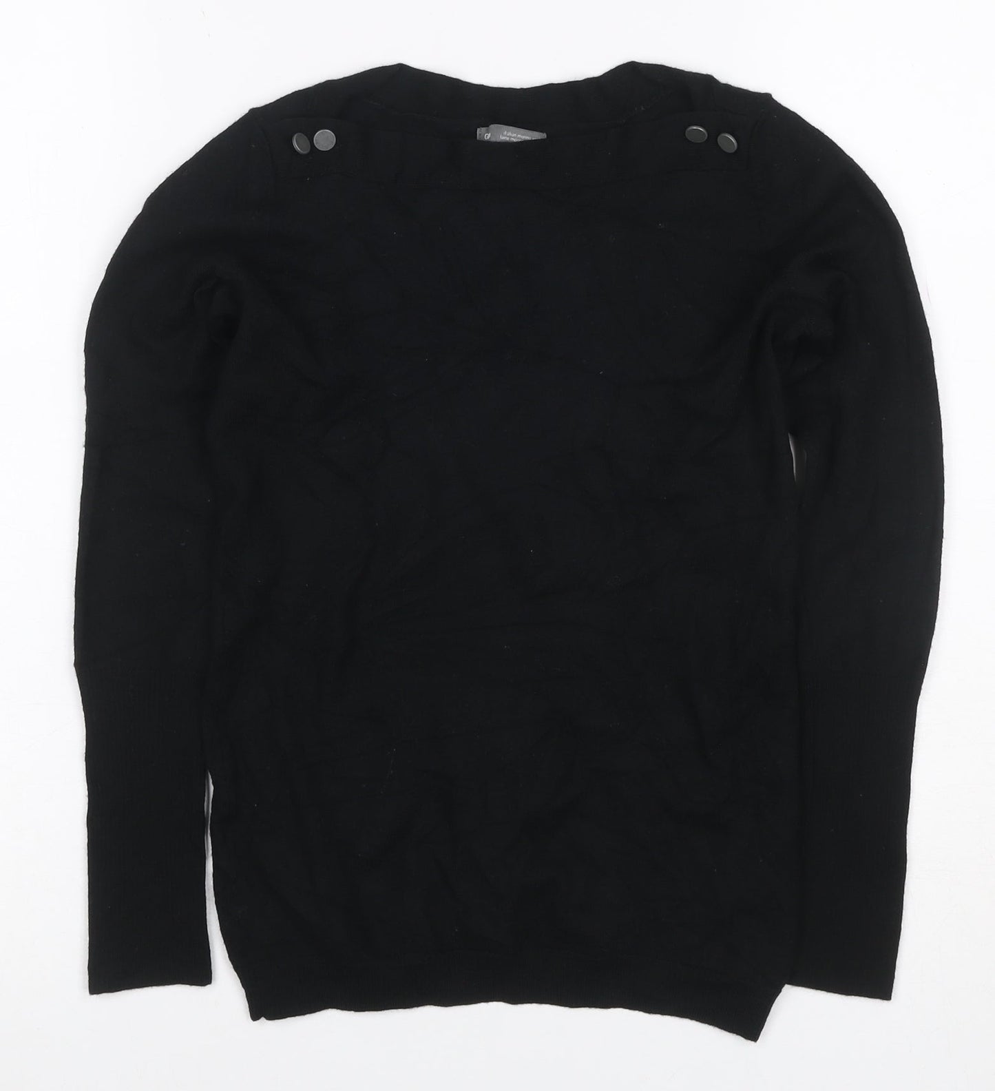Gap Women’s Black S Italian Merino Wool Crew Neck Button Pullover Jumper