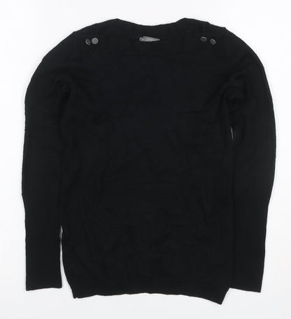 Gap Women’s Black S Italian Merino Wool Crew Neck Button Pullover Jumper