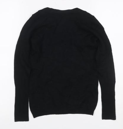 Gap Women’s Black S Italian Merino Wool Crew Neck Button Pullover Jumper