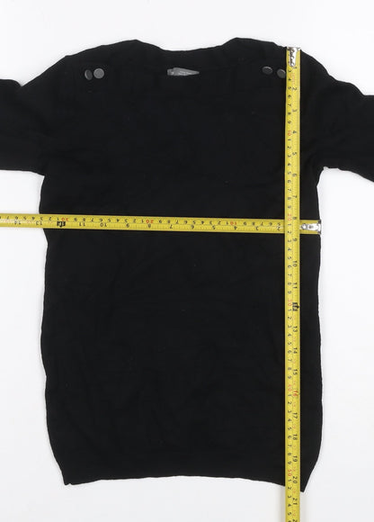 Gap Women’s Black S Italian Merino Wool Crew Neck Button Pullover Jumper